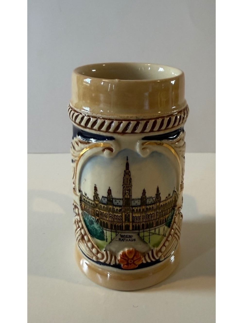 Vintage Vienna Austria Mini Beer Stein Wien Rathaus Lisa Souvenir 5”